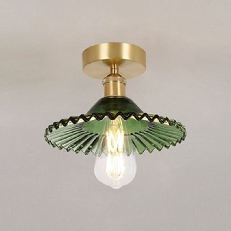 1-Light Ceiling Light Modern Ceiling Mount Lamp with Glass Shade for Bedroom