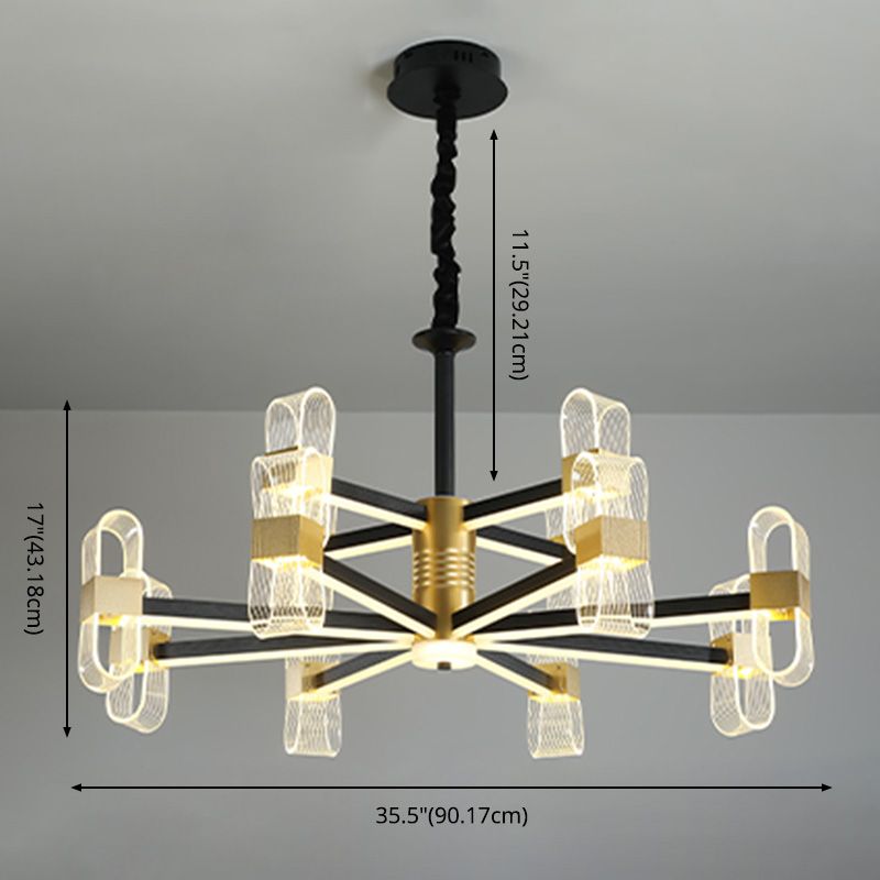 Modern LED Hanging Chandelier Clear Acrylic Shade for Living Room Dining Room