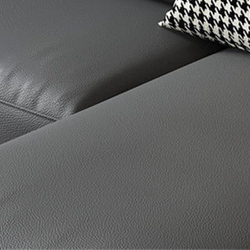 Stain Resistant Faux Leather Round Arm Sofa Standard Sofa with Sewn Pillow Back