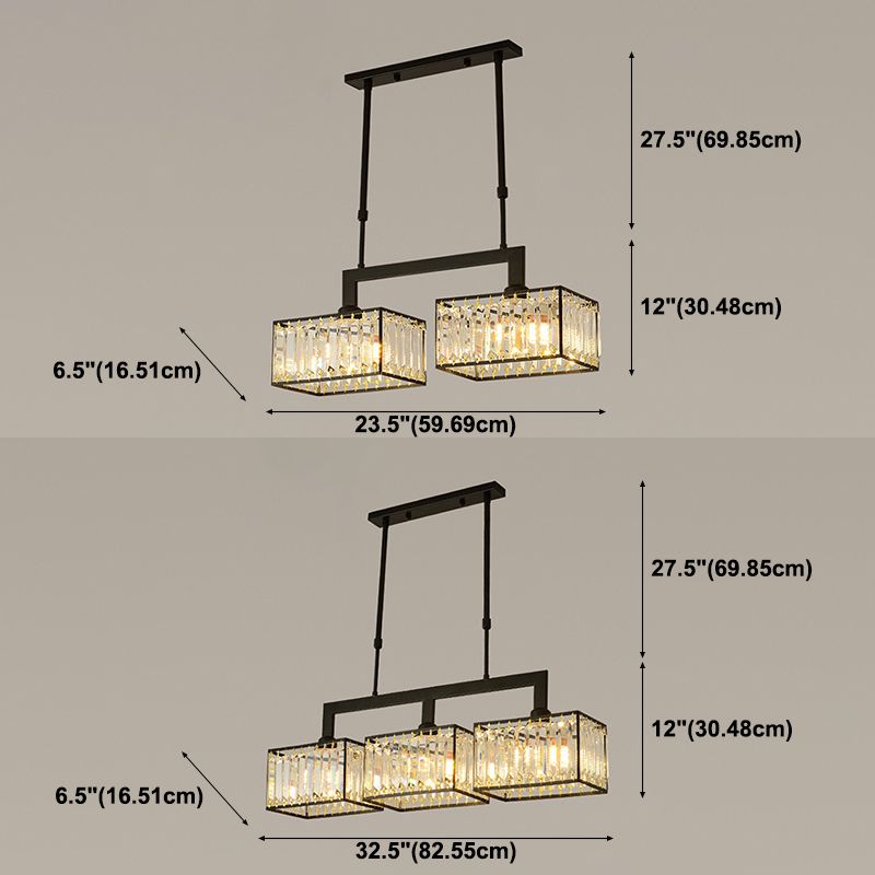 Luxury Rectangular Shade Pendant Light, Simple Crystal Pendant Lighting for Dinner Table