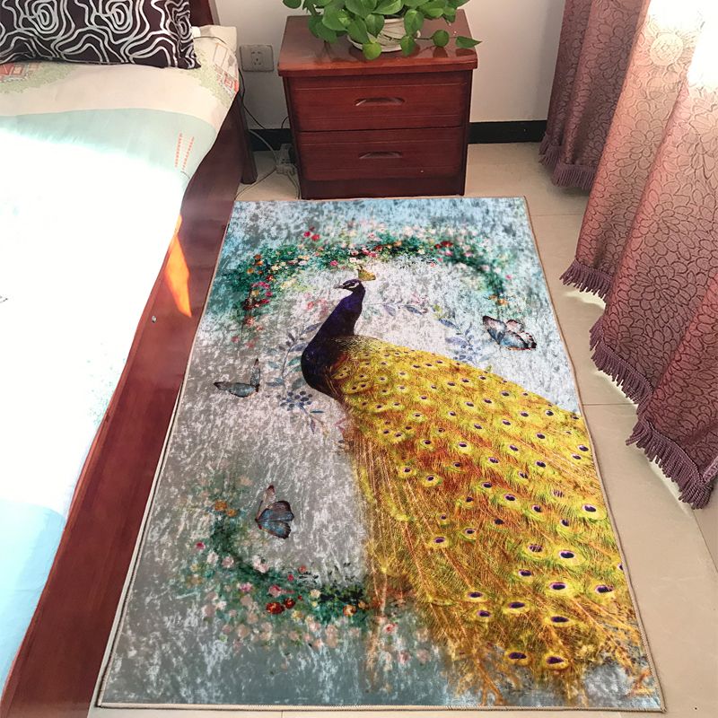 Stijlvol rood gebied Rug bloempatroon polyester gebied tapijt vlekbestendig vloerkleed voor slaapkamer