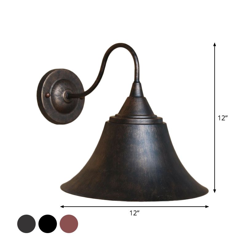 Iron Carillon Wall Lighting Ideas Rural 1-Light Bistro Gooseneck Wall Mounted Light in Black/Antique Black/Rust