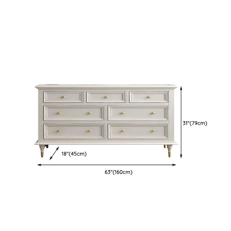 Glam White Closed Back Storage Chest with Soft-Close Drawers for Home