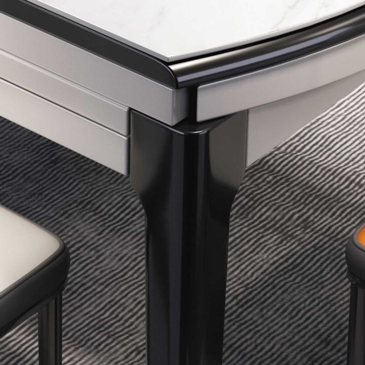 Round Drop-Leaf Dining Table Stone Dining Table with Solid Wood Legs