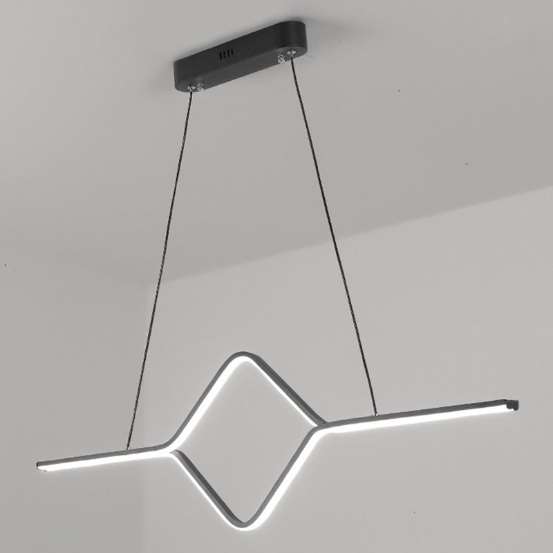 Linear Shape Island Pendant Modern Style Metal 2 Lights Island Lighting for Bedroom