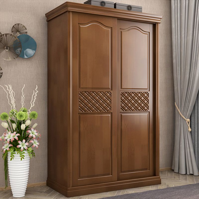 Traditional Solid Wood Wardrobe Freestanding Wardrobe Armoire with Shelves
