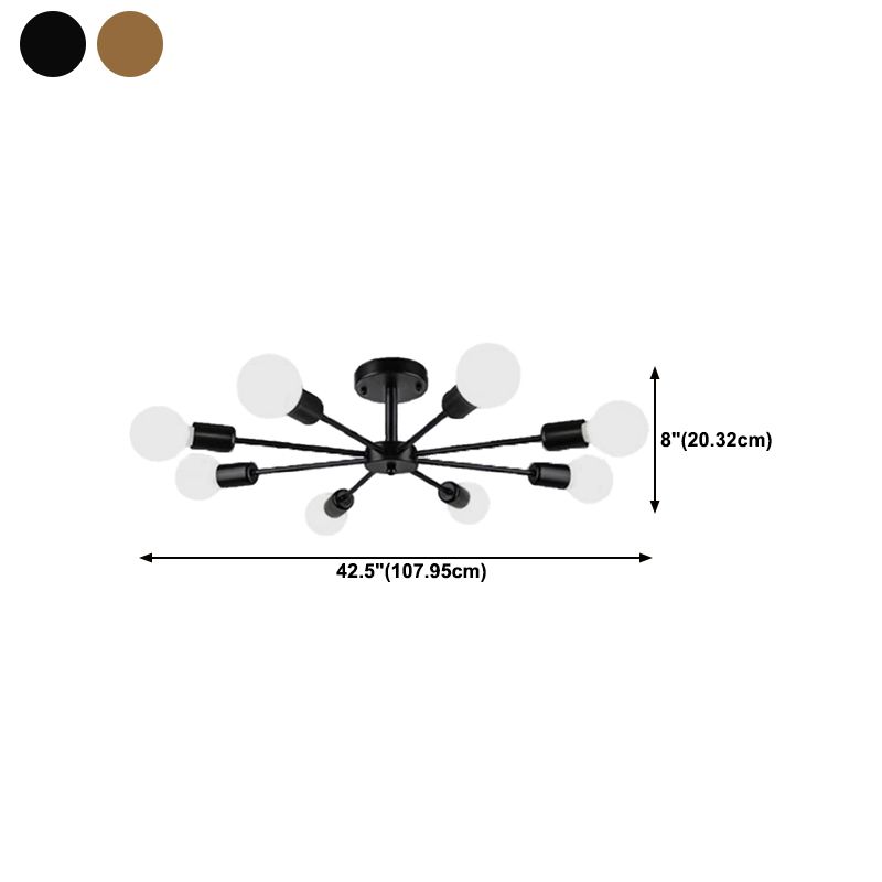 Metal Sputnik Shape Flush Mount Lights Modern Multi Light Flush Mount Light Fixtures