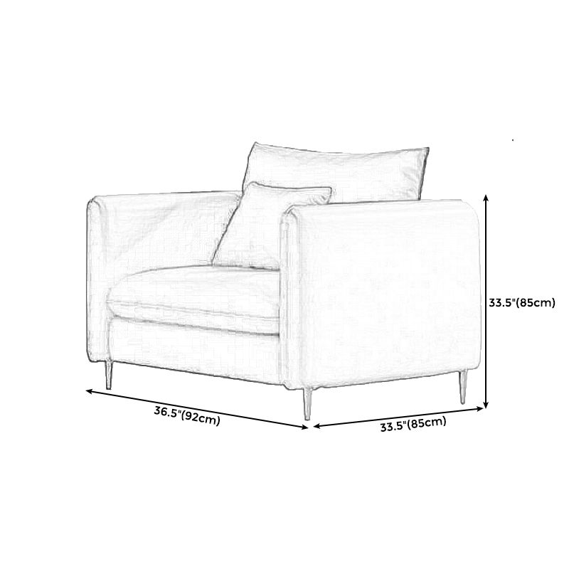 Standard Square Arm Loveseat Loose Back Fabric and Faux Leather Setee in Gray