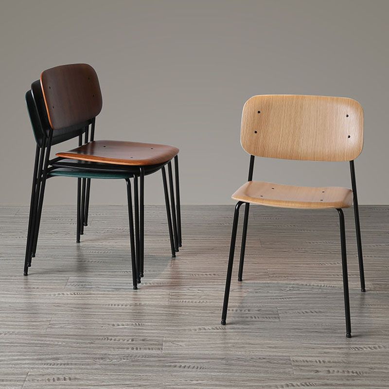 Chaise de salle à manger industrielle en métal, sans accoudoirs, à dossier ouvert, pour usage domestique