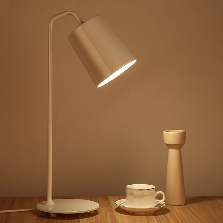 Cylindrical Bedside Reading Book Lamp Metal 1 Head Macaron Style Table Light