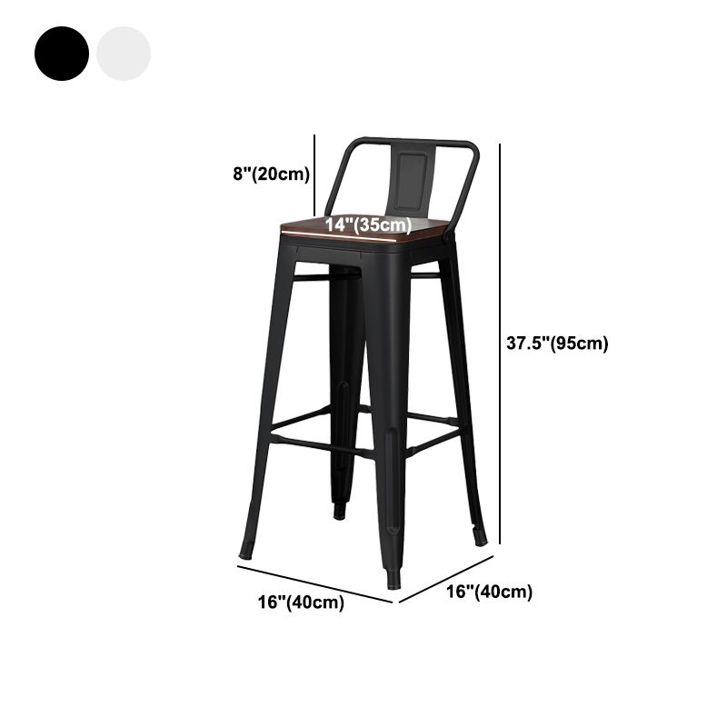 Industrial Wood Top Barstool Iron 4 Legs Bar Stool for Indoor