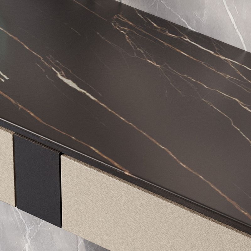 Glam Stone Accent Table 14 Inch Wide Console Table with Drawers