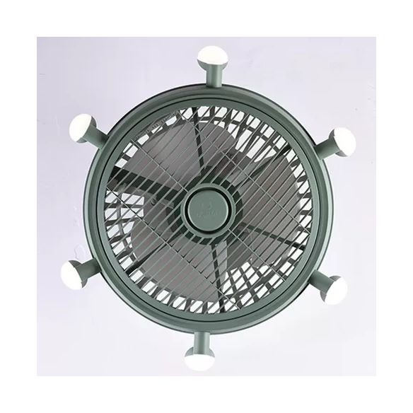 Nordic Style Fan Semi Flushmount Light 6 Lights Macaron Colored Ceiling Fan for Bedroom