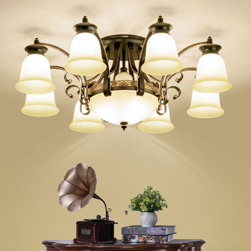 Modern Style Cup Shape Flush Mount Glass Ceiling Light for Living Room