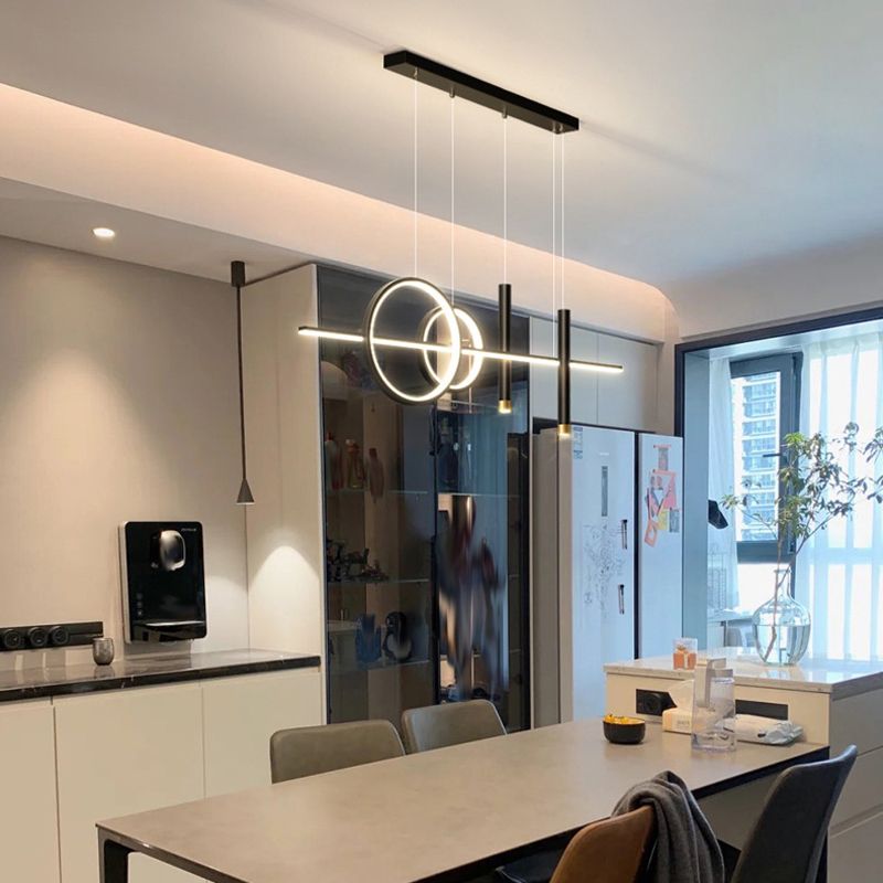 5-Light Modernism Golden/Black Island Lighting LED Ceiling Light for Kitchen