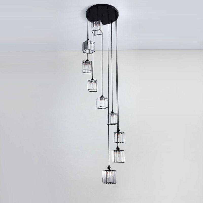 Modern Lumo geometrico di lusso Light Light Trooted in ferro battuto lampada sospesa con tonalità di cristallo