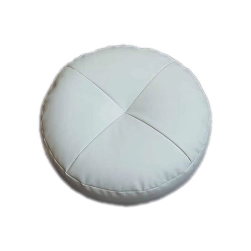 Modern Pouf Ottoman PU Leather Upholstered Tufted Solid Color Round Ottoman