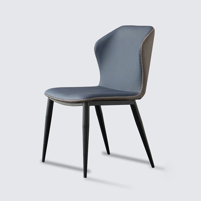 Faux Leather Side Chair Wingback Armless Chair with Black Legs