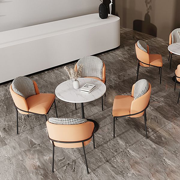 Round Shape Minimalist Dining Table White Fixed Table of Sintered Stone