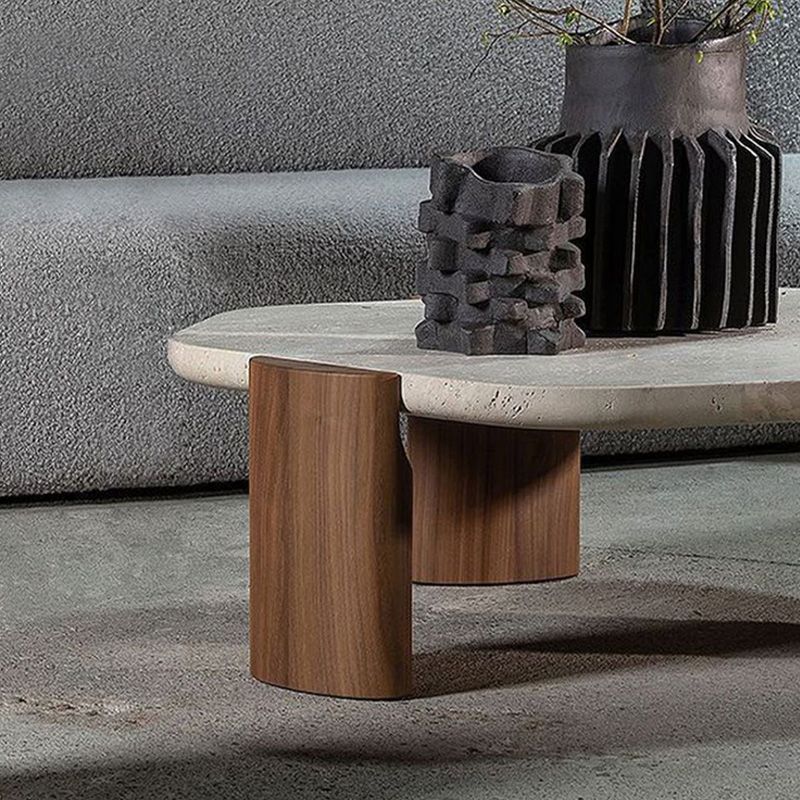 Contemporary Coffee Table Single Stone Coffee Cocktail Table