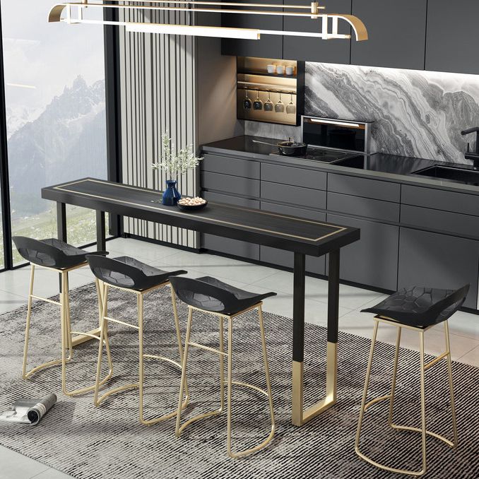 Glam Style Cocktail Bar Table 42-inch Height Wood Top Iron Frame Bar Table