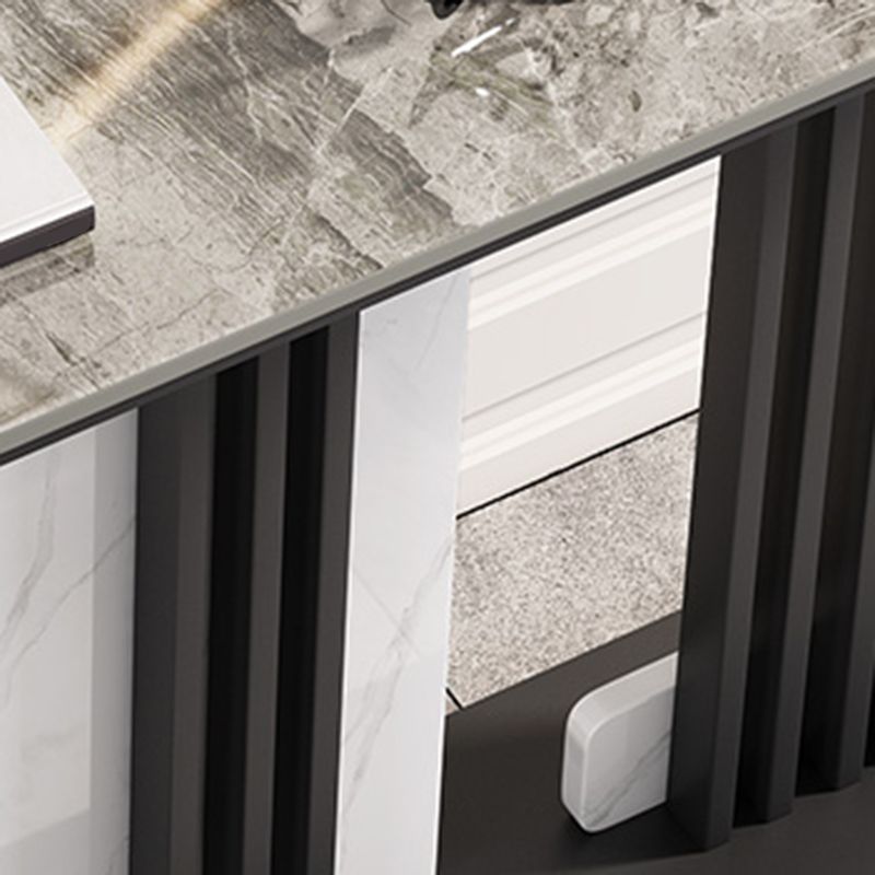 Contemporary Rectangular Accent Console Table with Golden/Black Base