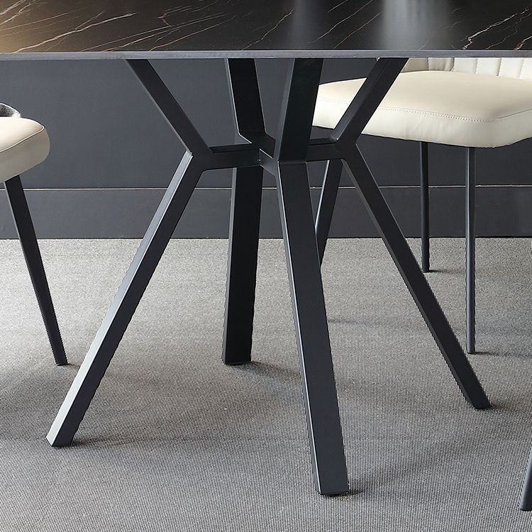 Vierkante industriële eettafel Zwarte vaste tafel met gesinterde steen