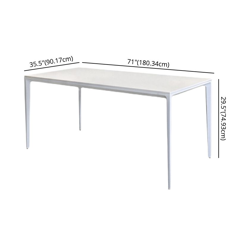 Contemporary Sintered Stone Top Kitchen Dining Set Rectangle Shape Standard Dining Set in White