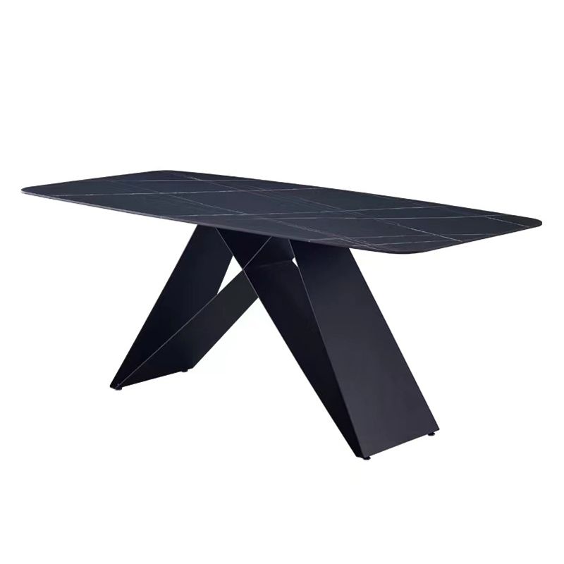 Modern Rectangle Table Stone Dining Room Table with Metal Base