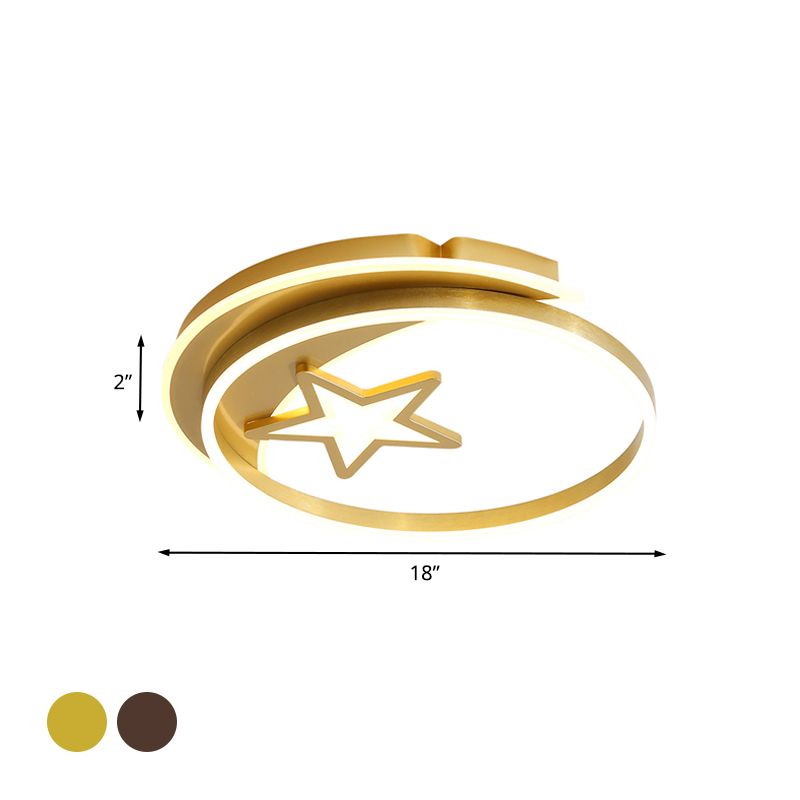Acrylic Star Flushmount Ceiling Lamp Nordic Style LED Lighting Fixture in Gold/Coffee for Bedroom
