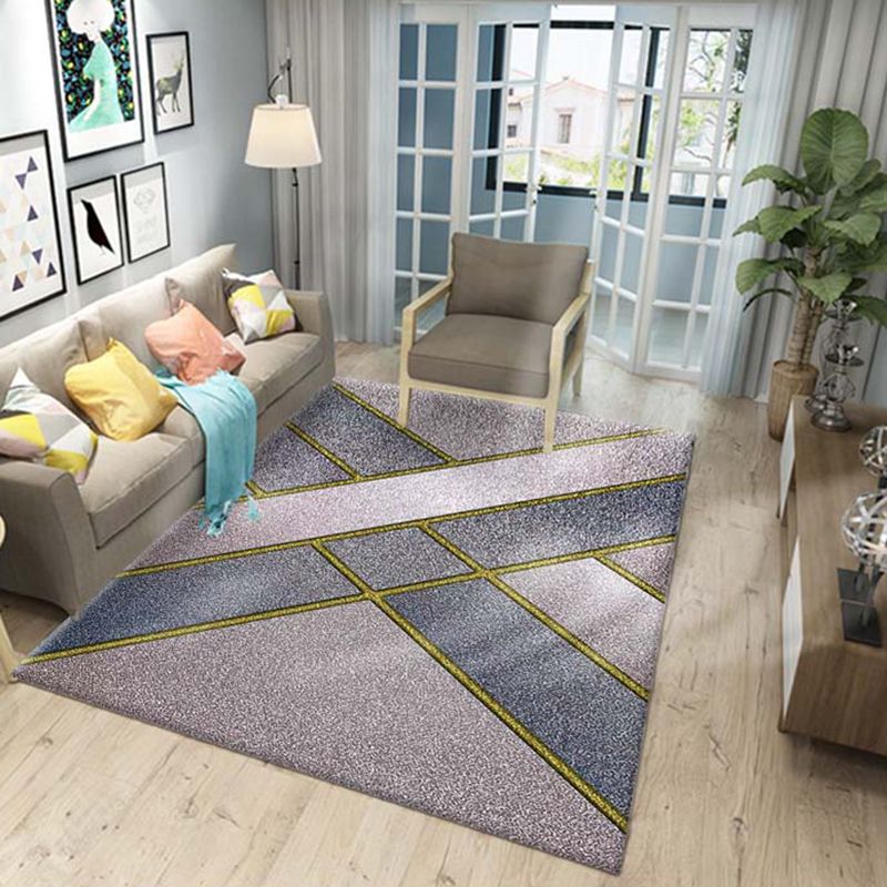Contemporary Geometric Print Carpet Polyester Indoor Rug Stain Resistant Rug for Living Room