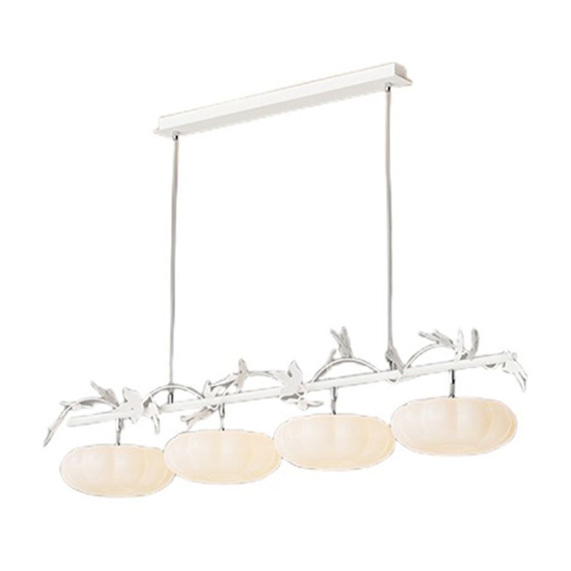 Contemporary Pumpkin Shaped Hanging Pendant Lights in White for Dining Room