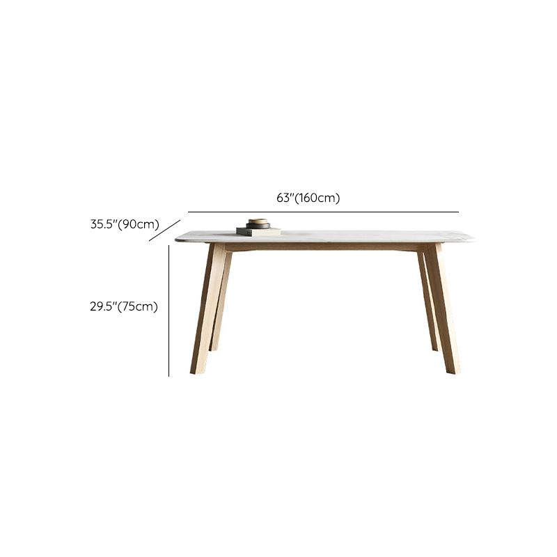 White Stone Top Table for Home Mid-Century Modern Dining Table