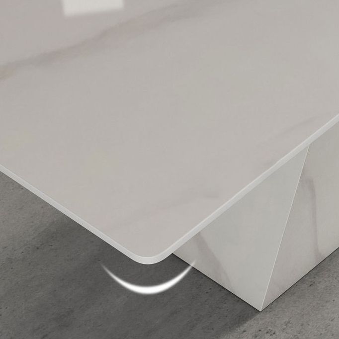 Modern Sintered Stone Dining Table Set with Rectangle Table and Metal Base Formal Dining Set
