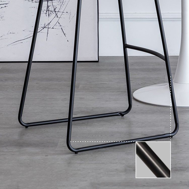 Nordic Indoor Simple Barstool Low Back Iron Tall Stool with Leather Seat