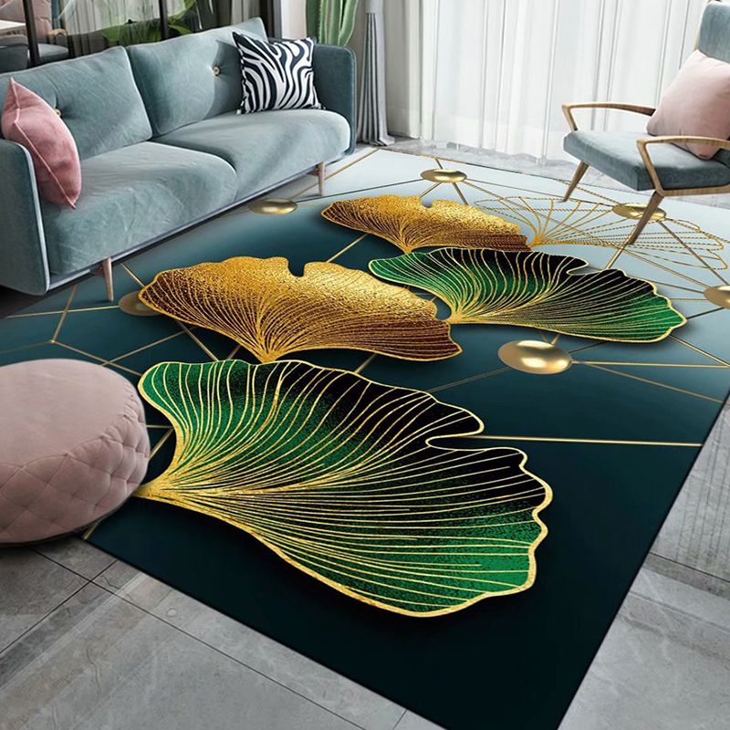 Gold Abstract Line Rug Polyester Simple Indoor Rug Washable Rug for Home Decor