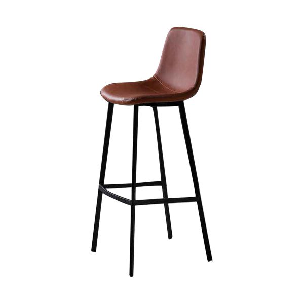 Faux Leather Saddle Seat Barstool Contemporary Armless Bar Stool with 4 Black Legs