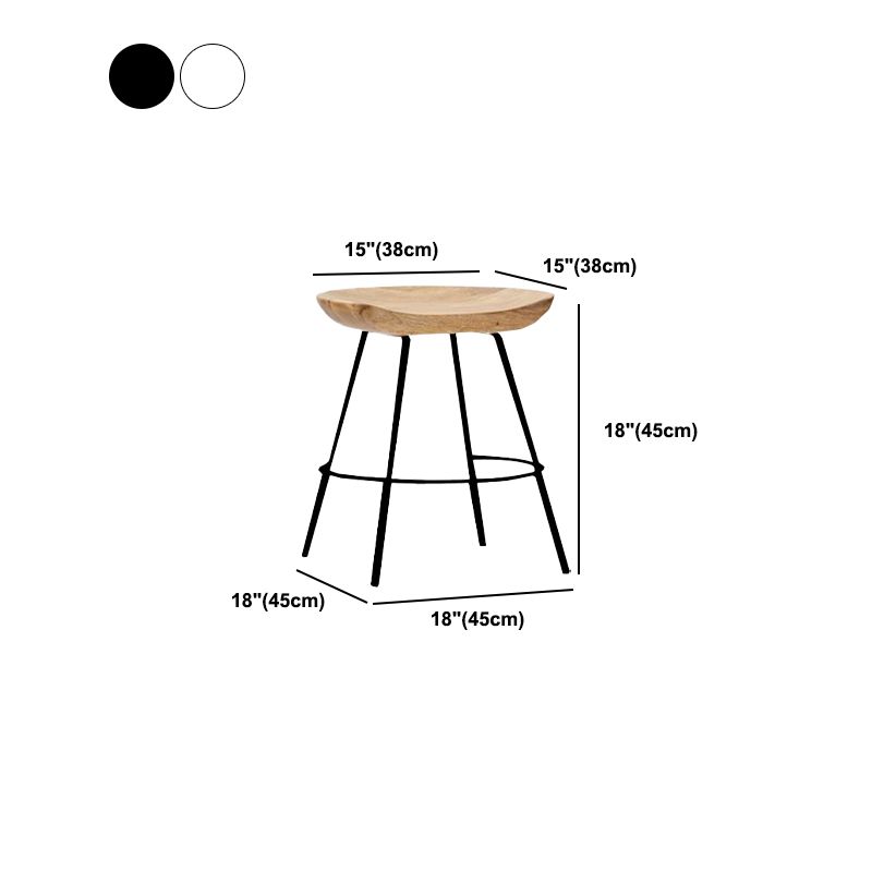 Industrial Wood Barstool Counter Stool Footrest Metal Furniture in Matte Finish