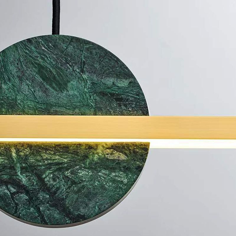 Brass and Marble Pendant Ceiling Fixture Linear 1 Light Kitchen Island Light