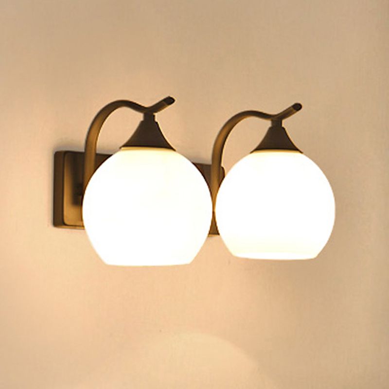 White Glass Dome Wall Lighting Fixture Modern Style Wall Light for Hallway