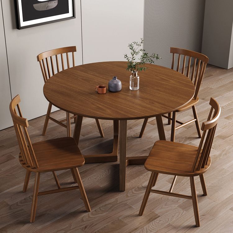 Modern Style Dinette Set 1/2/4/5 Pcs Round Solid Wood Dinette Table with Dining Chair
