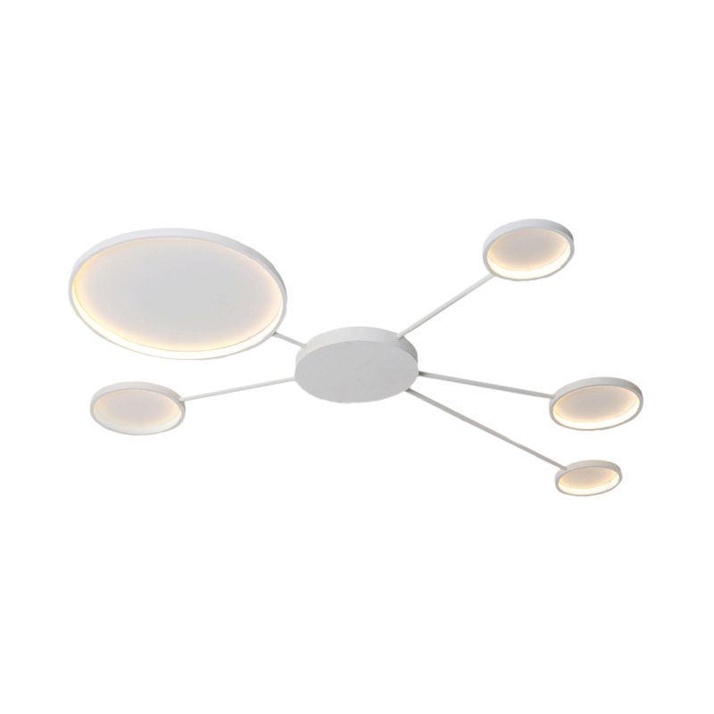 Spoke-Like Acrylic Ceiling Flush Light Simplicity LED Black/White Flushmount in Warm/White Light