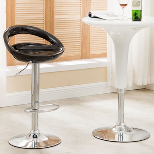 Plastic Adjustable Height Swivel Low Back Bar Stool with Footrest