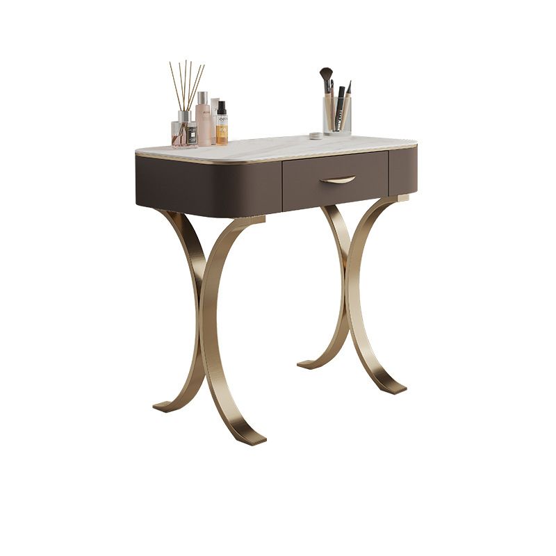 Wooden Glam Makeup Vanity Desk Beige Vanity Dressing Table Set with Drawer