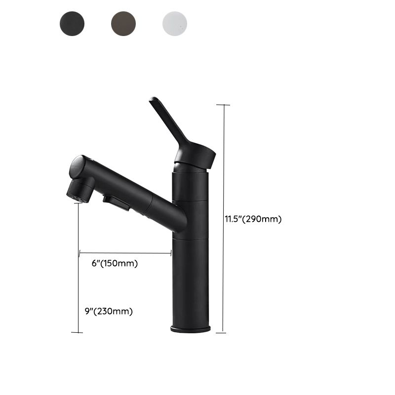 Bathroom Vessel Faucet Swivel Spout Single Handle Faucet with Pull down Sprayer