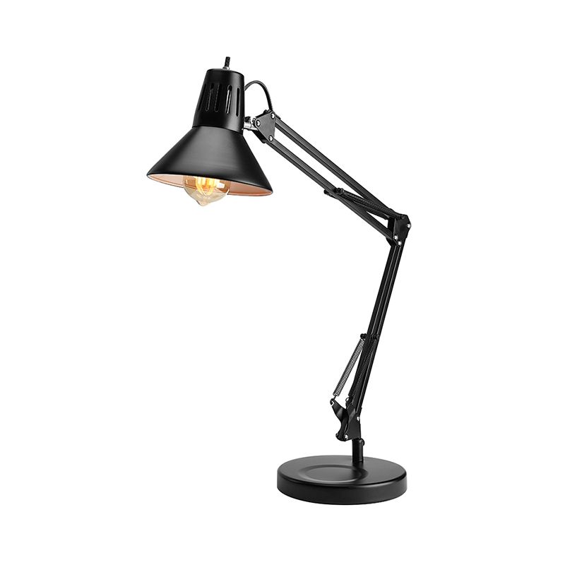 Metallic zwart leeslicht Kona -schaduw 1 lamp industriële stijl staand bureau licht met verstelbare arm