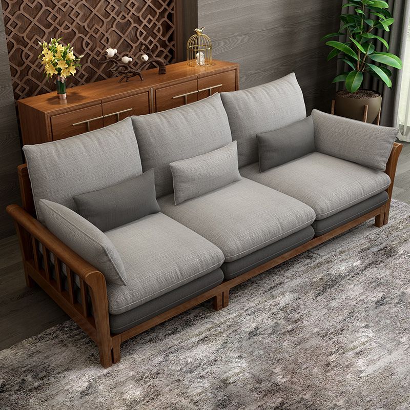 Flared Arm Sectional Sofa, Removable Cushions with Wooden Legs