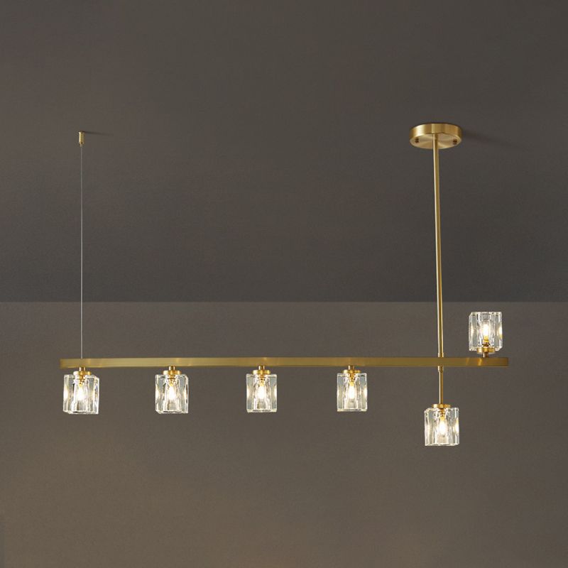 Post-Modern Hanging Light Crystal Island Light Fixture with Shade for Dining Table