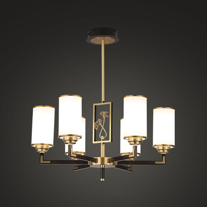 Cylinder Shape Pendant Lights Modern Style Glass Chandelier Lights