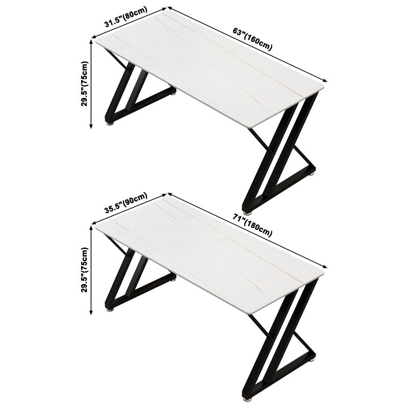 Rectangle Minimalist Dining Table White Tone Fixed Table of Sintered Stone